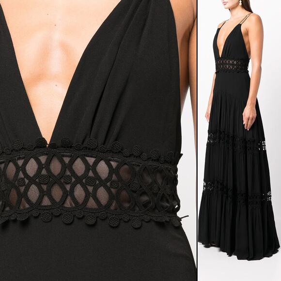 NWT Silvia Tcherassi Annabella Lace Maxi Dress in Black, Sz S - Picture 4 of 12